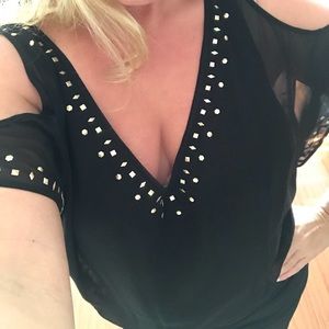 Nine West Cold Shoulder Dress with Side Rucheing